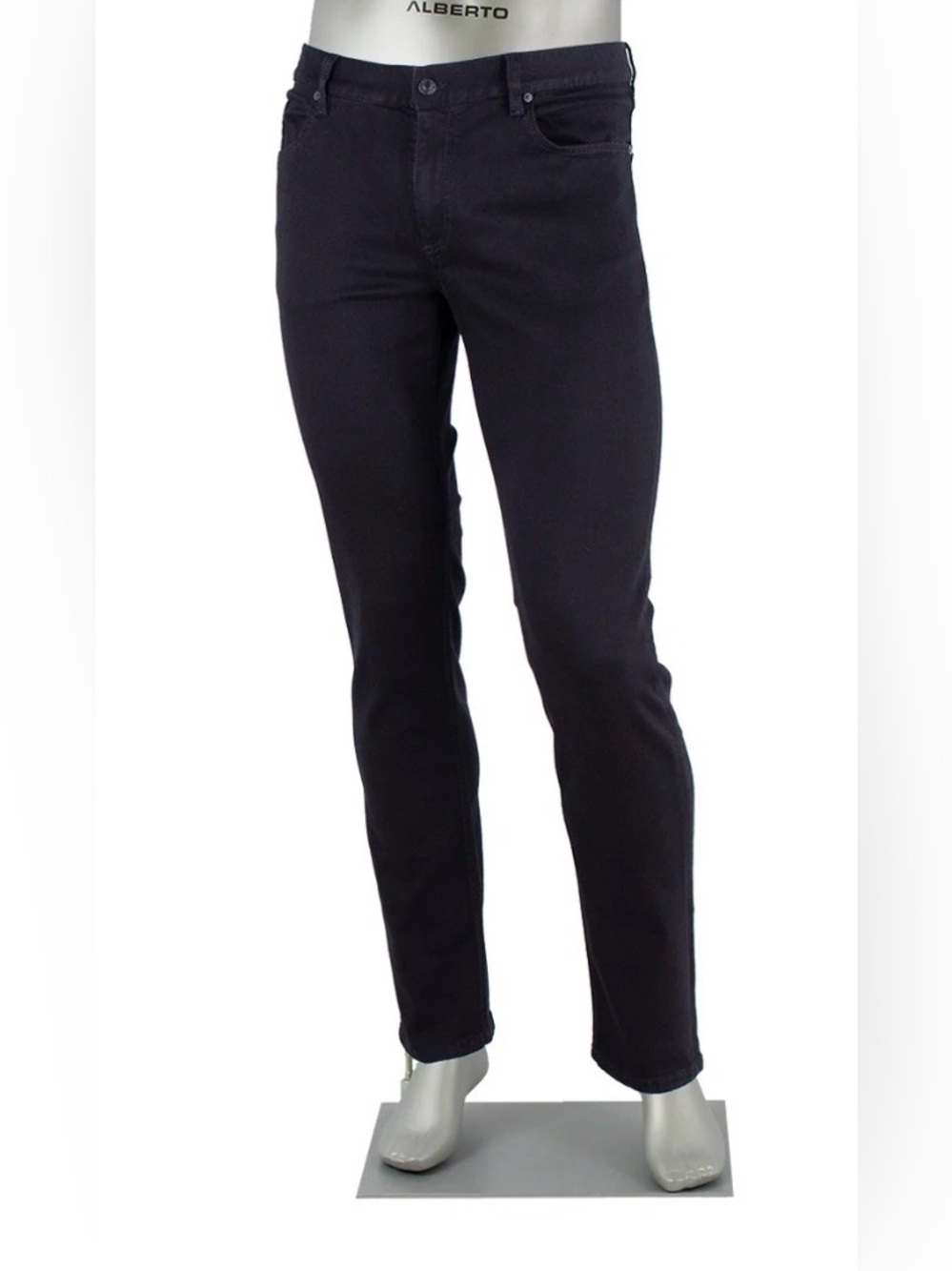 Alberto Pipe Regular Fit Black Candiani Italian Stretch Denim 34 x 30